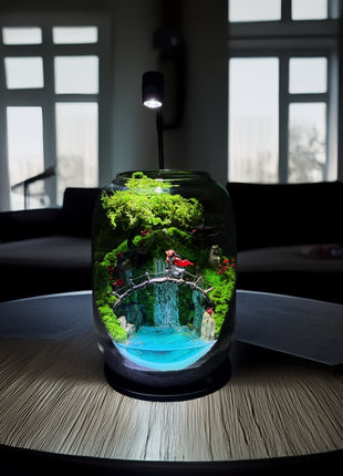 Leuchtender Wasserfall Harz-Fluss-Terrarium – Konserviertes Moos Zen Garten im Glasgefäß