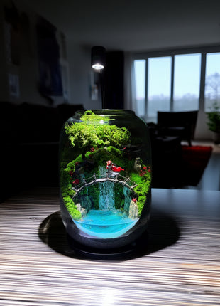 Leuchtender Wasserfall Harz-Fluss-Terrarium – Konserviertes Moos Zen Garten im Glasgefäß