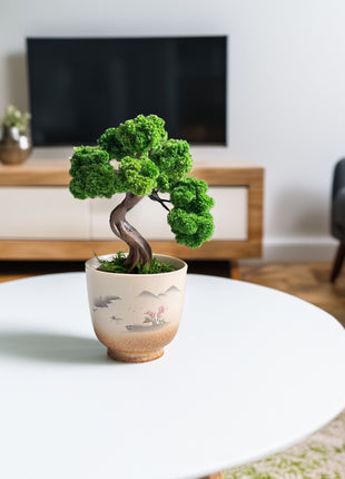 Mini Moss Bonsai Tree – Preserved Zen Decor for Home and Office