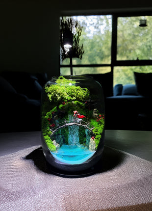 Leuchtender Wasserfall Harz-Fluss-Terrarium – Konserviertes Moos Zen Garten im Glasgefäß