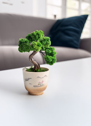 Mini Moss Bonsai Tree – Preserved Zen Decor for Home and Office