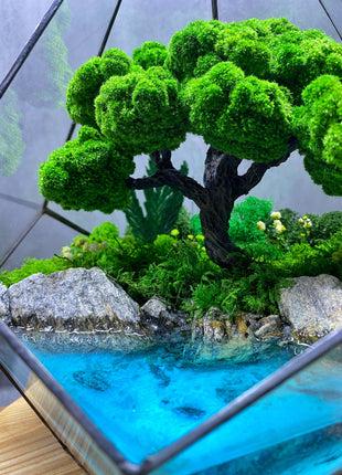 Crystal preserved moss glass terrarium In the drop