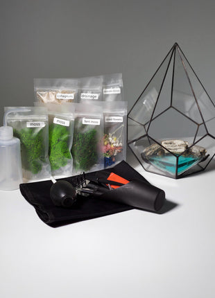 DIY Geometric Terrarium Kit – Complete Moss, Stones & Glass Planter Set, Plant accessories