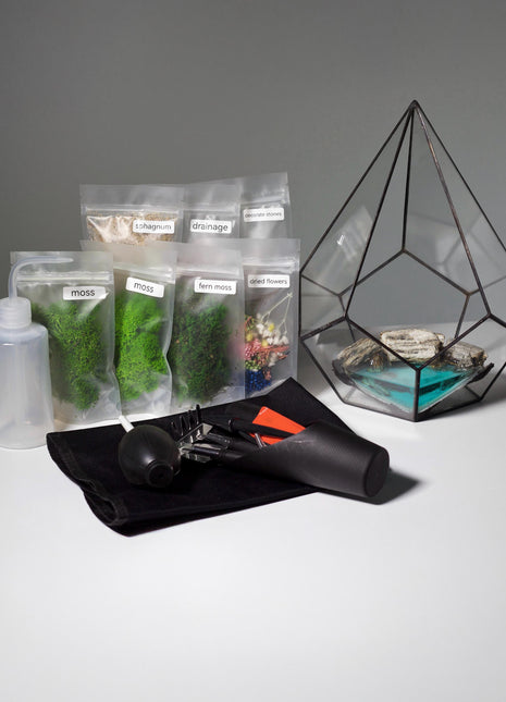 DIY Geometric Terrarium Kit – Complete Moss, Stones & Glass Planter Set, Plant accessories