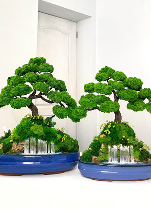 Bonsai with preserved moss and waterfall – Mountain Harmony - MagicGardens