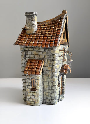 Handmade Clay Fairy House – Miniature Terrarium Decor, Cottage Figurine for Moss Terrariums, Fairy Garden, Enchanted Forest Dome with Door
