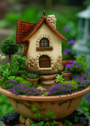 Rustic Stone Cottage – Miniature House for Terrariums & Fairy Gardens