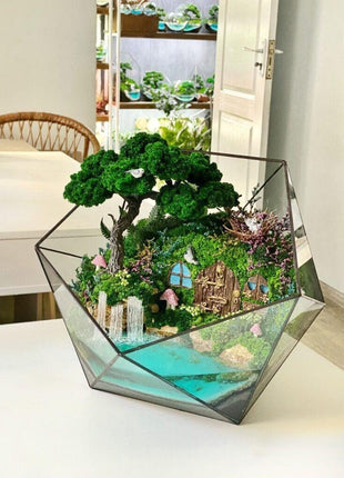 Fairy Tale Terrarium with preserved moss tree 