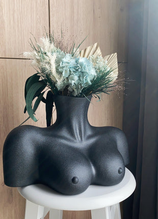 Black Female Form Breasts Ceramic Vase