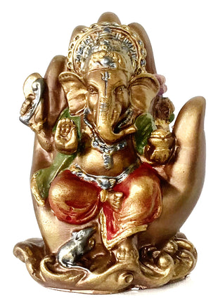 Handcrafted Lord Ganesha Statue in Protective Palm