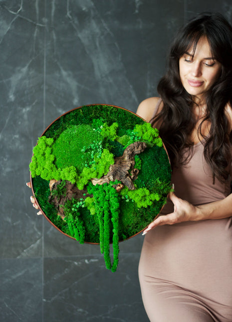 Handcrafted Preserved Moss Wall Art, Natural Greenery Decor