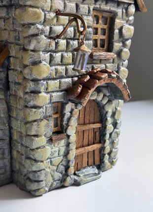 Handmade Clay Fairy House – Miniature Terrarium Decor, Cottage Figurine for Moss Terrariums, Fairy Garden, Enchanted Forest Dome with Door