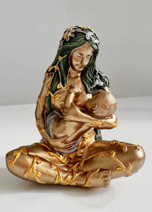 Gaia Goddess Statue with Baby, Mother Earth Figurine, Sacred Feminine Altar Decor, New Mom Gift