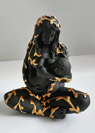 Gaia Goddess Statue with Baby, Mother Earth Figurine, Sacred Feminine Altar Decor, New Mom Gift