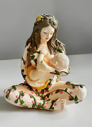 Gaia Goddess Statue with Baby, Mother Earth Figurine, Sacred Feminine Altar Decor, New Mom Gift