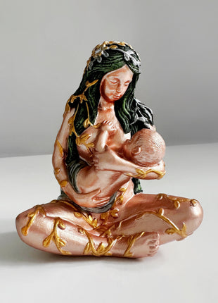Gaia Goddess Statue with Baby, Mother Earth Figurine, Sacred Feminine Altar Decor, New Mom Gift