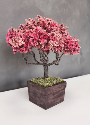 Peach Blossom Bonsai Tree | Handmade Preserved Moss Decor