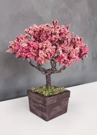 Peach Blossom Bonsai Tree | Handmade Preserved Moss Decor