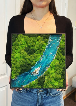 Preserved Moss Wall Art with Forest River