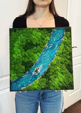 Preserved Moss Wall Art with Forest River