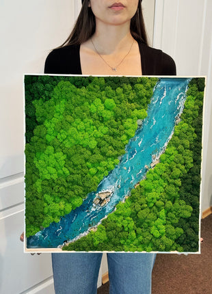 Preserved Moss Wall Art with Forest River