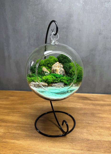 Hanging Moss Globe Terrarium with Glowing Water