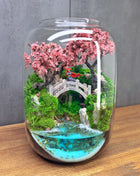 Samurai Sakura Terrarium with Glowing Resin Pond & LED Lamp