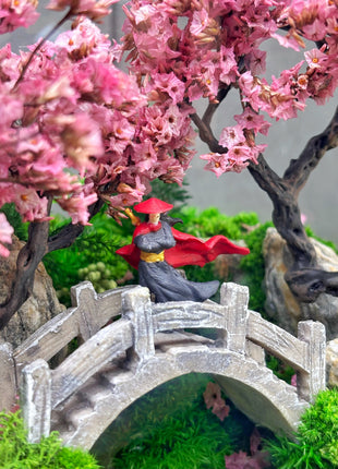 Samurai Sakura Terrarium with Glowing Resin Pond & LED Lamp