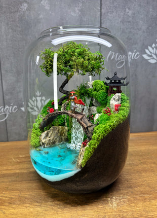 Leuchtender Wasserfall Harz-Fluss-Terrarium – Konserviertes Moos Zen Garten im Glasgefäß