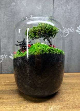 Leuchtender Wasserfall Harz-Fluss-Terrarium – Konserviertes Moos Zen Garten im Glasgefäß