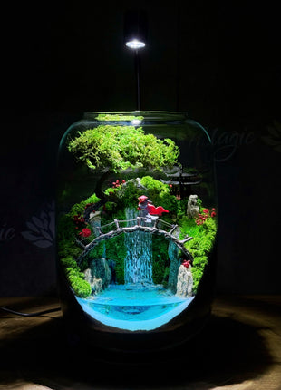 Leuchtender Wasserfall Harz-Fluss-Terrarium – Konserviertes Moos Zen Garten im Glasgefäß