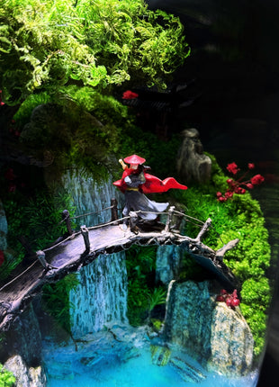 Leuchtender Wasserfall Harz-Fluss-Terrarium – Konserviertes Moos Zen Garten im Glasgefäß
