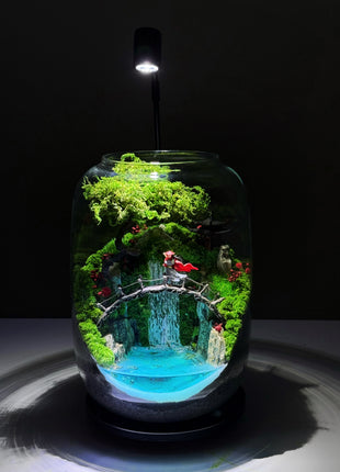 Leuchtender Wasserfall Harz-Fluss-Terrarium – Konserviertes Moos Zen Garten im Glasgefäß