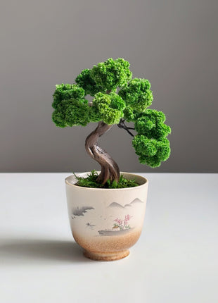Mini Moss Bonsai Tree – Preserved Zen Decor for Home and Office