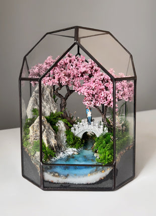 Sakura Crossing - Mini Preserved Moss Terrarium