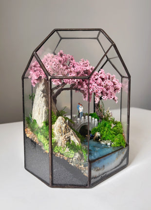 Sakura Crossing - Mini Preserved Moss Terrarium