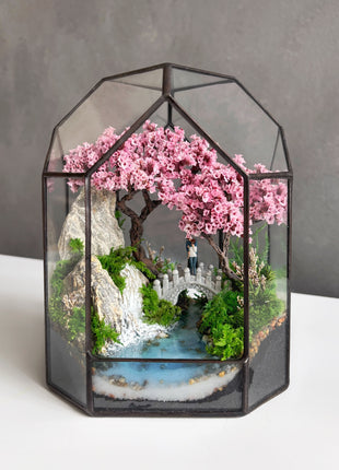 Sakura Crossing - Mini Preserved Moss Terrarium