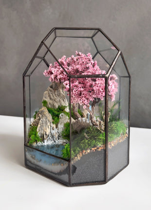 Sakura Crossing - Mini Preserved Moss Terrarium