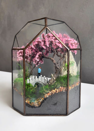 Sakura Crossing - Mini Preserved Moss Terrarium
