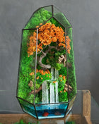 Autumn Moss Terrarium with Glowing Waterfall
