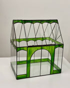 Stained Glass Greenhouse Terrarium, Glass House Display Case for Moss, Mini Gardens & Plant Decor