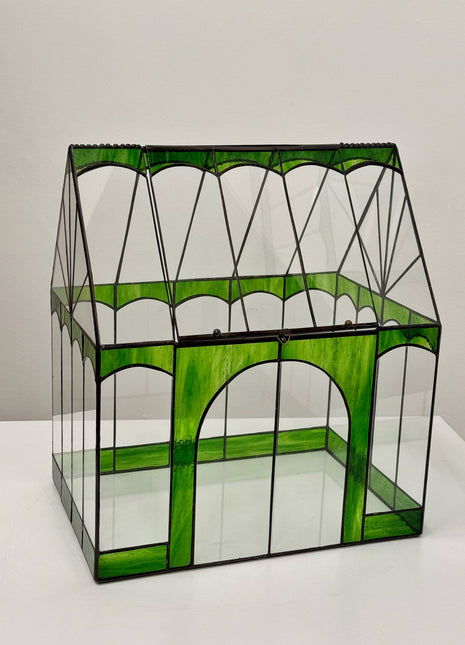 stained glass house plants Stained Glass Greenhouse Terrarium, Glass House Display Case for Moss,