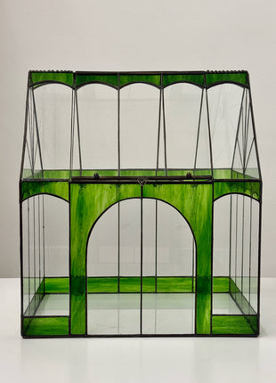 Stained Glass Greenhouse Terrarium, Glass House Display Case for Moss, Mini Gardens & Plant Decor