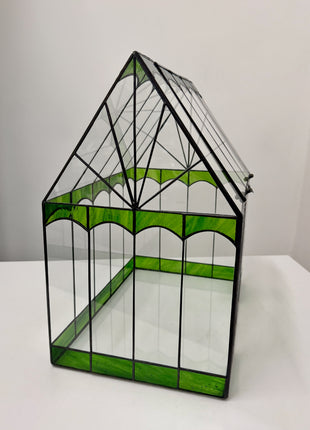 Stained Glass Greenhouse Terrarium, Glass House Display Case for Moss, Mini Gardens & Plant Decor