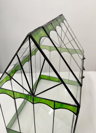 Stained Glass Greenhouse Terrarium, Glass House Display Case for Moss, Mini Gardens & Plant Decor