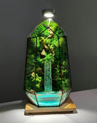 Glass terrarium Minimalism with forest waterfall and LED lamp - MagicGardens