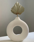 Minimalist White Circle Vase - Modern Ceramic Home Decor - MagicGardens