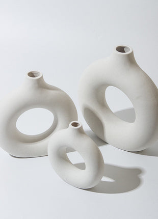 Minimalist White Circle Vase, a perfect blend of  contemporary design