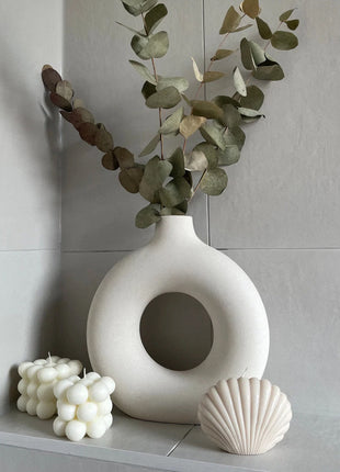 Minimalist White Circle Vase