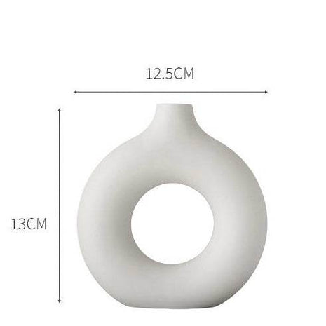 Minimalist White Circle Vase - Modern Ceramic Home Decor - MagicGardens